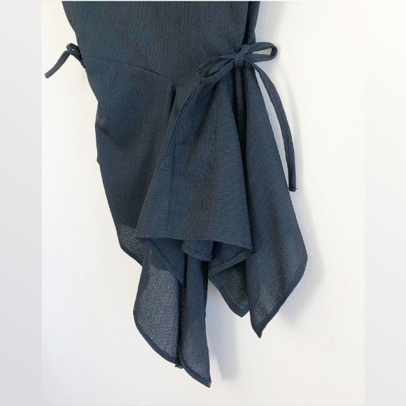 Meem Label UK Asymmetrical Black Side-Tie Blouse | Size S - Picture 6 of 11